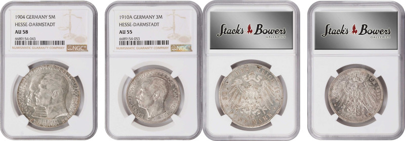 GERMANY. Hesse-Darmstadt. Duo of Silver Denominations (2 Pieces), 1904-10. Berli...