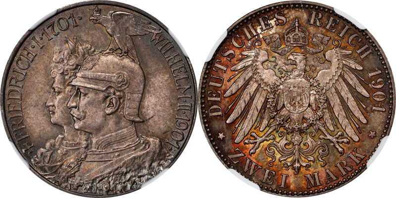 GERMANY. Prussia. 2 Mark, 1901-A. Berlin Mint. Wilhelm II. NGC MS-65.
KM-525; J...