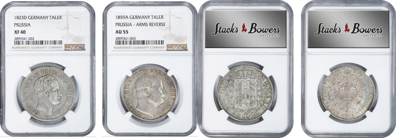 GERMANY. Prussia. Duo of Talers (2 Pieces), 1823-59. Both NGC Certified.
1) 182...