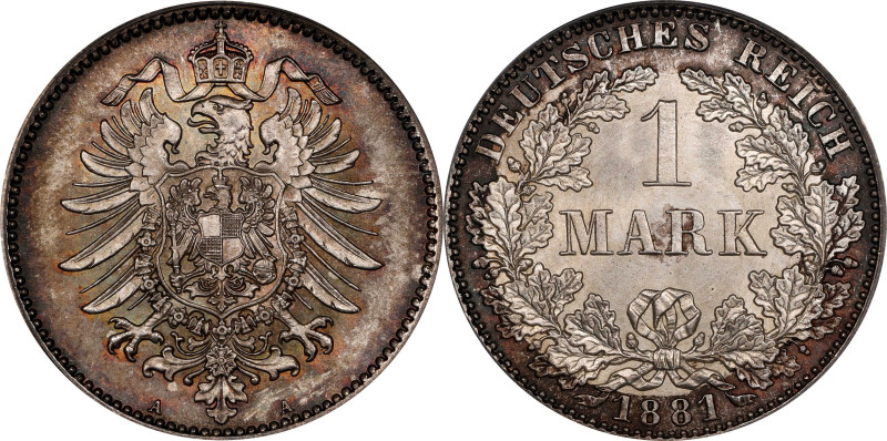 GERMANY. Empire. Mark, 1881-A. Berlin Mint. Wilhelm I. PCGS MS-66.
KM-7.

Est...