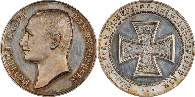 GERMANY. Empire. Friedrich August III von Sachsen Silver Medal, 1914. PCGS SPECI...