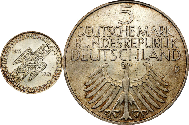 GERMANY. West Germany. 5 Mark, 1952-D. Munich Mint. PCGS MS-64.
KM-113; J-388. ...