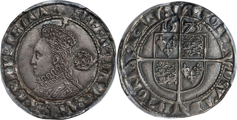 GREAT BRITAIN. 6 Pence, 1573. London Mint; mm: Acorn. Elizabeth I. PCGS AU-55.
...