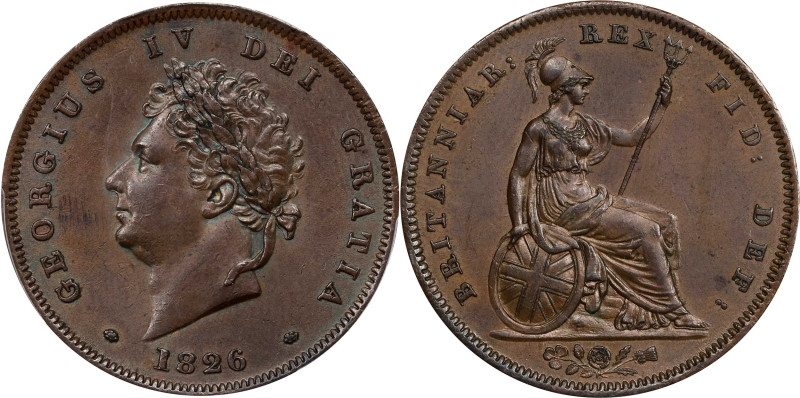 GREAT BRITAIN. Penny, 1826. London Mint. George IV. PCGS MS-62 Brown.
S-3823; K...