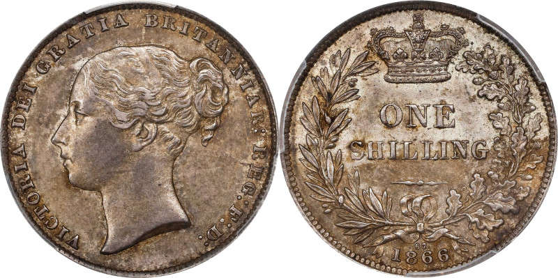 GREAT BRITAIN. Shilling, 1866. London Mint. Victoria. PCGS AU-58.
S-3905; KM-73...