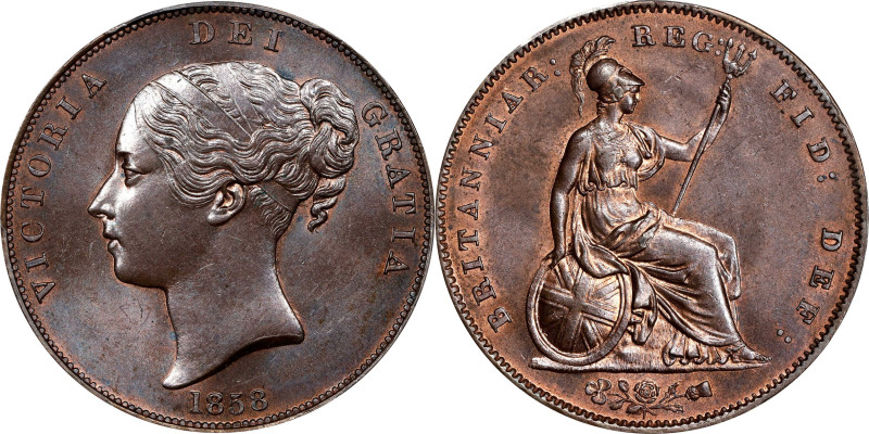 GREAT BRITAIN. Penny, 1858. London Mint. Victoria. PCGS MS-63.
S-3948; KM-739. ...