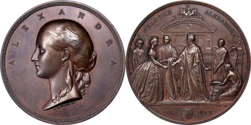 GREAT BRITAIN. Entry of Princess Alexandra into London Bronze Medal, 1863. ALMOS...