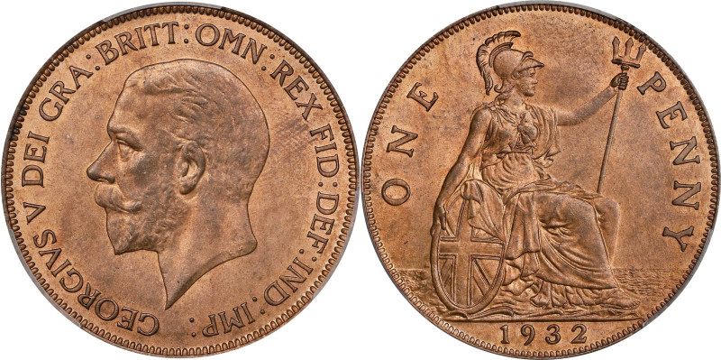 GREAT BRITAIN. Penny, 1932. London Mint. George V. PCGS MS-65 Red Brown.
S-4055...