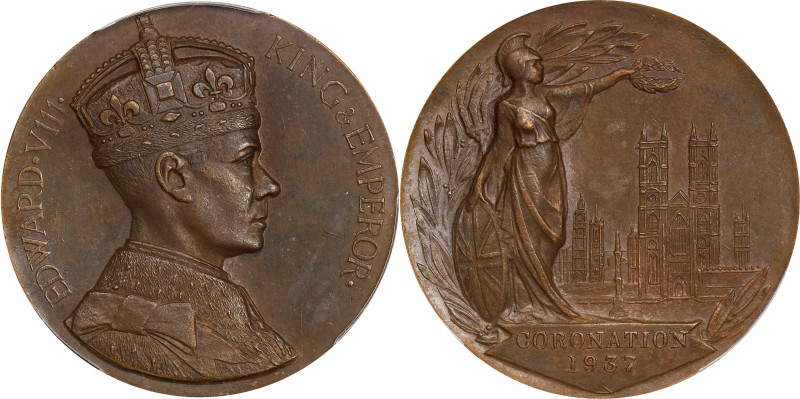 GREAT BRITAIN. Coronation of Edward VIII Bronze Medal, 1937. PCGS MS-63.
BHM-42...