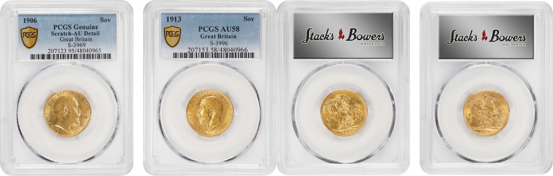 GREAT BRITAIN. Duo of Sovereigns (2 Pieces), 1906-13. London Mint. Both PCGS Cer...