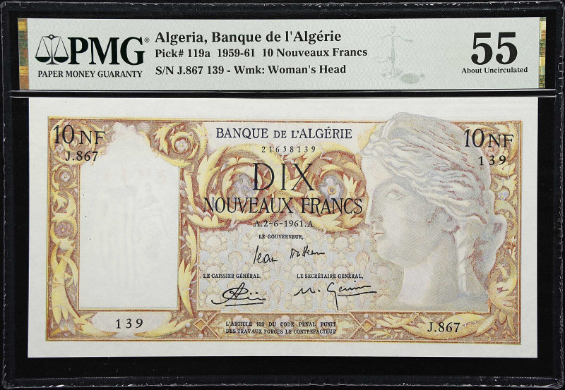 ALGERIA. Banque de l'Algerie. 10 Nouveaux Francs, 1961. P-119a. PMG About Uncirc...