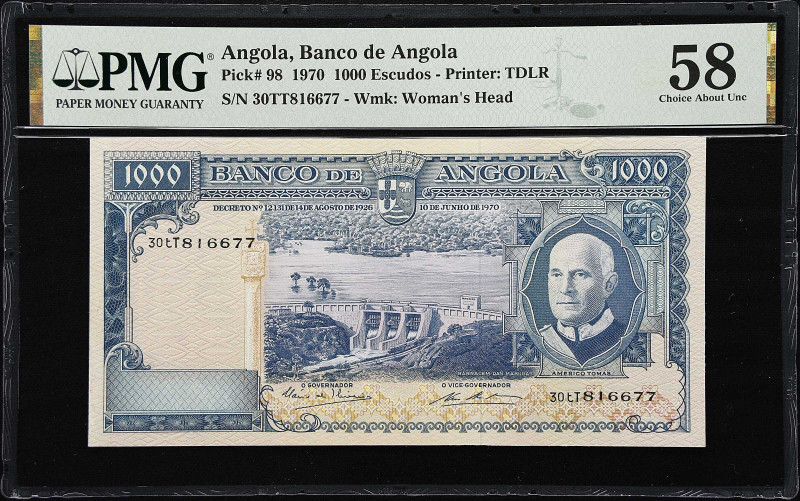 ANGOLA. Banco de Angola. 1000 Escudos, 1970. P-98. PMG Choice About Uncirculated...