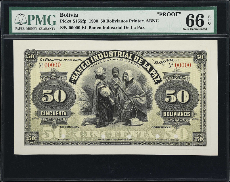 BOLIVIA. Lot of (2). El Banco Industrial de La Paz. 50 Bolivianos, 1900. P-S155f...