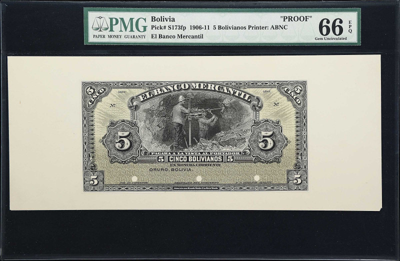 BOLIVIA. Lot of (2). El Banco Mercantil. 5 Bolivianos, ND (1906-11). P-S173fp & ...