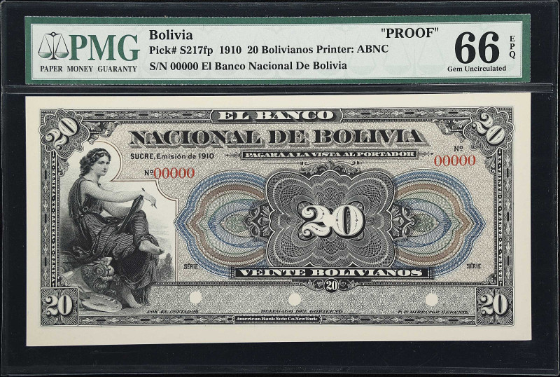 BOLIVIA. Lot of (2). El Banco Nacional de Bolivia. 20 Bolivianos, 1910. P-S217fp...