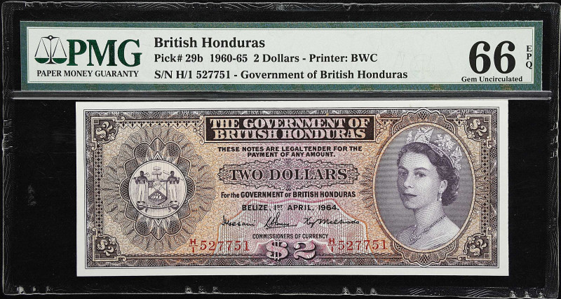 BRITISH HONDURAS. Government of British Honduras. 2 Dollars, 1964. P-29b. PMG Ge...