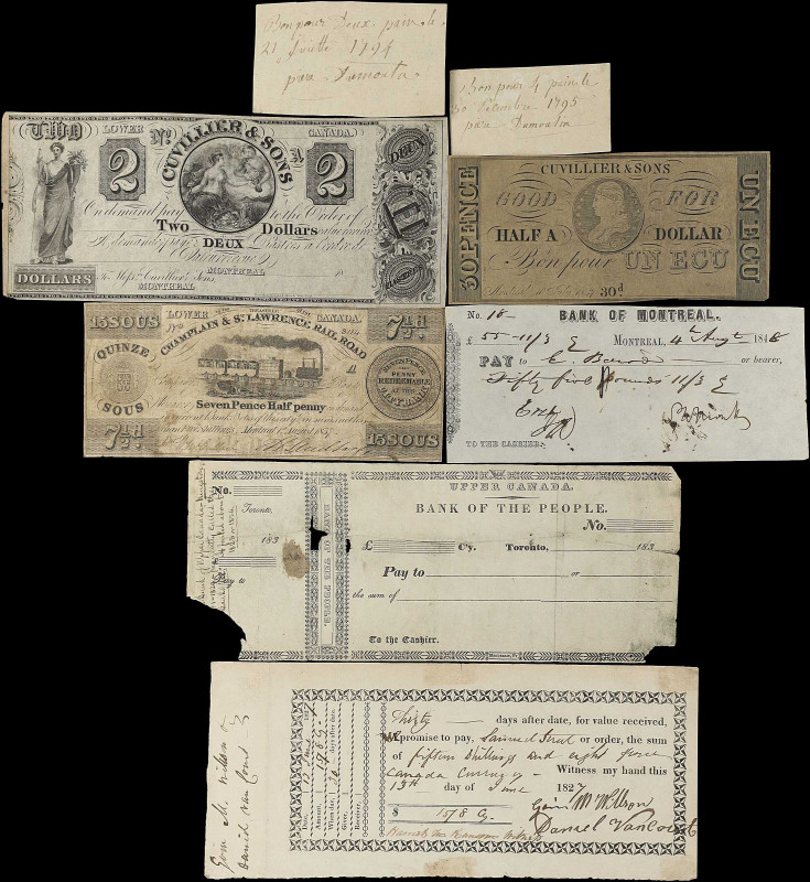 CANADA. Lot of (8). Mixed Banks. Mixed Denominations, 1794-1848. P-Unlisted.

...