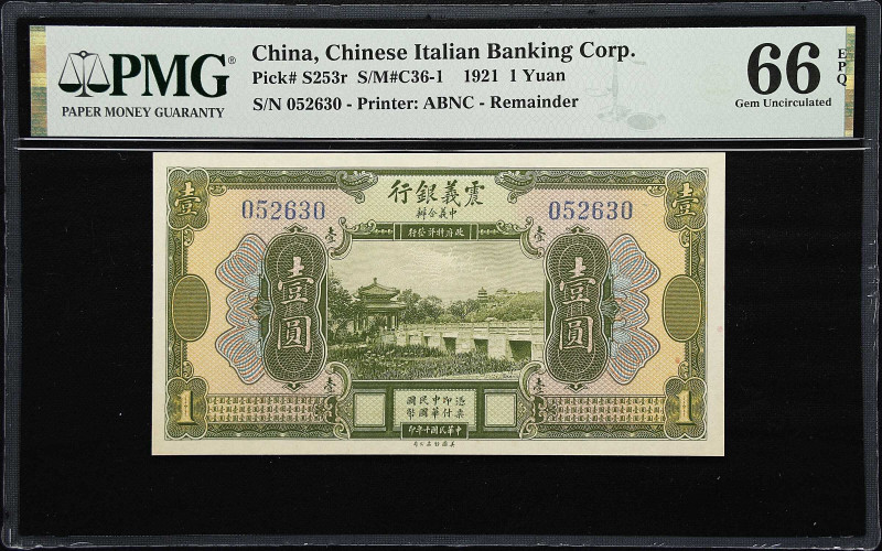 CHINA--FOREIGN BANKS. Lot of (2). Chinese Italian Banking Corporation. 1 & 5 Yua...