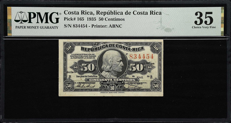 COSTA RICA. Republica de Costa Rica. 50 Centimos, 1935. P-165. PMG Choice Very F...