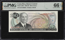 COSTA RICA. Banco Central de Costa Rica. 100 Colones, 1982. P-248b. PMG Gem Uncirculated 66 EPQ.

Estimate: $50.00- $100.00