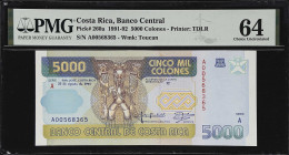 COSTA RICA. Banco Central de Costa Rica. 5000 Colones, 1991. P-260a. PMG Choice Uncirculated 64.

Estimate: $150.00- $200.00