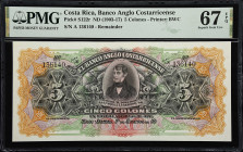 COSTA RICA. El Banco Anglo Costarricense. 5 Colones, ND (1903-17). P-S122r. Remainder. PMG Superb Gem Uncirculated 67 EPQ.

Estimate: $100.00- $150....