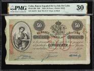 CUBA. Lot of (4). Mixed Banks. 1, 5, 10 & 50 Pesos, 1869-1960. P-50b, 61, 79s2 & 91s1. PMG Very Fine 30 to Gem Uncirculated 66 EPQ.
PMG comments "Min...