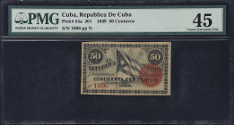 CUBA. Republica de Cuba. 50 Centavos, 1869. P-54a. J01. PMG Choice Extremely Fine 45.

Estimate: $50.00- $100.00