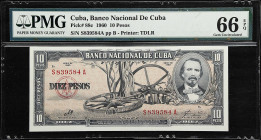 CUBA. Lot of (2). Banco Nacional de Cuba. 1 & 10 Pesos, 1960-72. P-88c & 102a. PMG Choice Uncirculated 64 EPQ & Gem Uncirculated 66 EPQ.

Estimate: ...