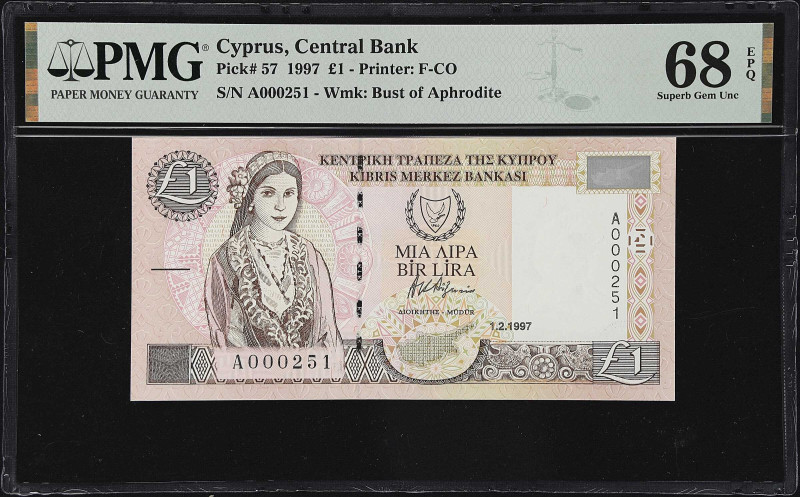 CYPRUS. Central Bank of Cyprus. 1 Pound, 1997. P-57. PMG Superb Gem Uncirculated...