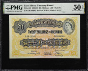 EAST AFRICA. East African Currency Board. 20 Shillings = 1 Pound, 1955. P-35. PMG About Uncirculated 50 EPQ.

Estimate: $400.00- $500.00