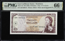 EAST CARIBBEAN STATES. East Caribbean Currency Authority. 20 Dollars, ND (1965). P-15i. PMG Gem Uncirculated 66 EPQ.

Estimate: $400.00- $600.00