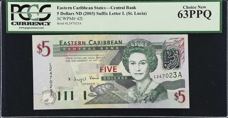 EAST CARIBBEAN STATES. Eastern Caribbean Central Bank. 5 Dollars, ND (2003). P-4...