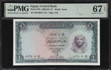 EGYPT. Central Bank of Egypt. 1 Pound, 1965-66. P-37b. PMG Superb Gem Uncirculated 67 EPQ.

Estimate: $150.00- $300.00