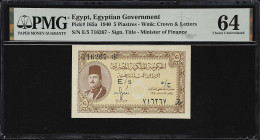 EGYPT. Royal Government of Egypt. 5 Piastres, 1940. P-165a. PMG Choice Uncirculated 64.

Estimate: $150.00- $250.00