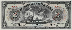 EL SALVADOR. Banco Central de Reserva de El Salvador. 2 Colones, 1952. P-76as. Specimen.

Estimate: $100.00- $200.00