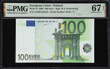 EUROPEAN UNION. Lot of (5). European Central Bank. 5, 10, 20, 50 & 100 Euro, 2002. P-4u, 8u, 9x, 10v & 5l. PMG Gem Uncirculated 66 EPQ to Superb Gem U...