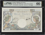 FRANCE. Banque de France. 1000 Francs, 1944. P-96c. PMG Gem Uncirculated 66 EPQ.

Estimate: $200.00- $400.00