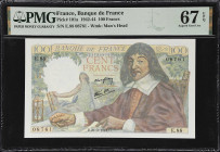 FRANCE. Banque de France. 100 Francs, 1944. P-101A. PMG Superb Gem Uncirculated 67 EPQ.

Estimate: $400.00- $600.00