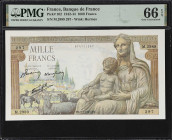 FRANCE. Banque de France. 1000 Francs, 1943. P-102. PMG Gem Uncirculated 66 EPQ.

Estimate: $150.00- $200.00