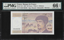 FRANCE. Banque de France. 20 Francs, 1997. P-151i. PMG Gem Uncirculated 66 EPQ.

Estimate: $50.00- $120.00