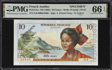 FRENCH ANTILLES. Institut d'Emission des Departements d'Outre-Mer. 10 Francs, ND (1964). P-8as. Specimen. PMG Gem Uncirculated 66 EPQ.

Estimate: $3...