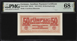 GERMANY. Deutsche Wehrmacht. 50 Reichspfennig, ND (1942). P-M35. SB145. PMG Superb Gem Uncirculated 68 EPQ.

Estimate: $100.00- $150.00