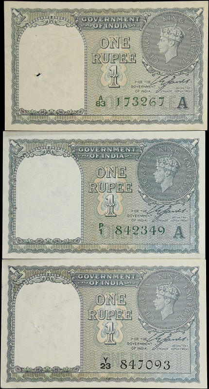 INDIA. Government of India. 1 Rupee, 1940. P-25a & 25d. Extremely Fine to Uncirc...