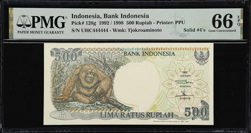 INDONESIA. Bank Indonesia. 500 Rupiah, 1992. P-128g. Solid #4's. PMG Gem Uncircu...