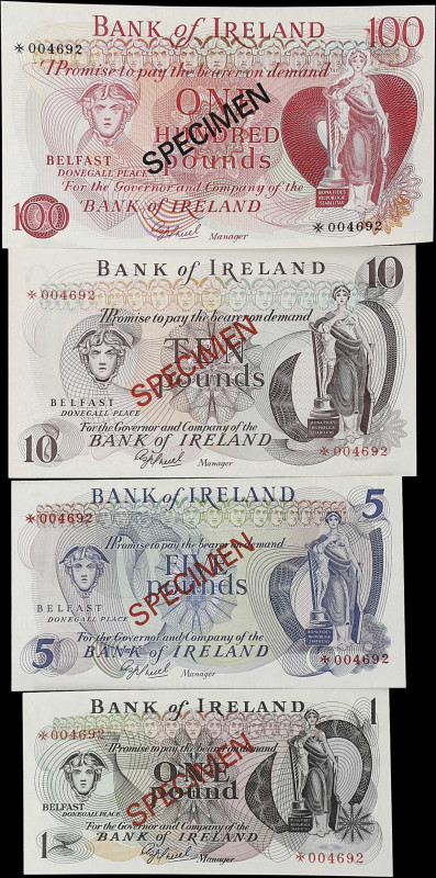 IRELAND, NORTHERN. Bank of Ireland. 1, 5, 10 & 100 Pounds, ND (1971-78). P-61b, ...