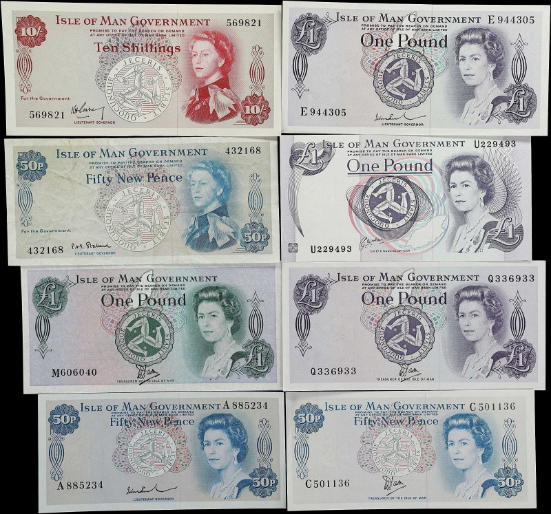 ISLE OF MAN. Lot of (8). Isle of Man Government. Mixed Denominations, ND (1961-9...