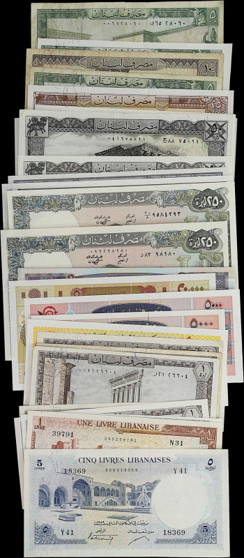 LEBANON. Lot of (36). Mixed Banks. Mixed Denominations, 1950s-2000s. P-Various....