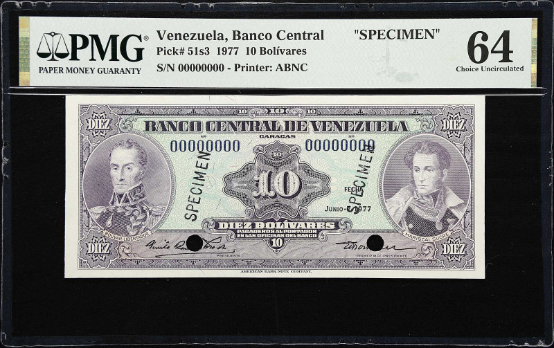 VENEZUELA. Lot of (3). Banco Central de Venezuela. 10, 20 & 50 Bolivares, 1972-9...