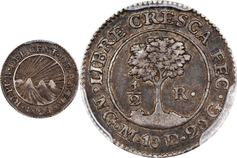 GUATEMALA. Central American Republic. 1/2 Real, 1824-NG M. Nueva Guatemala Mint....